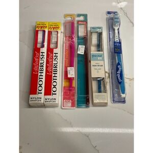 Vintage‎ Toothbrush Lot of 6 1980s 1990s Firm Soft Dental H Osco New Old Stock